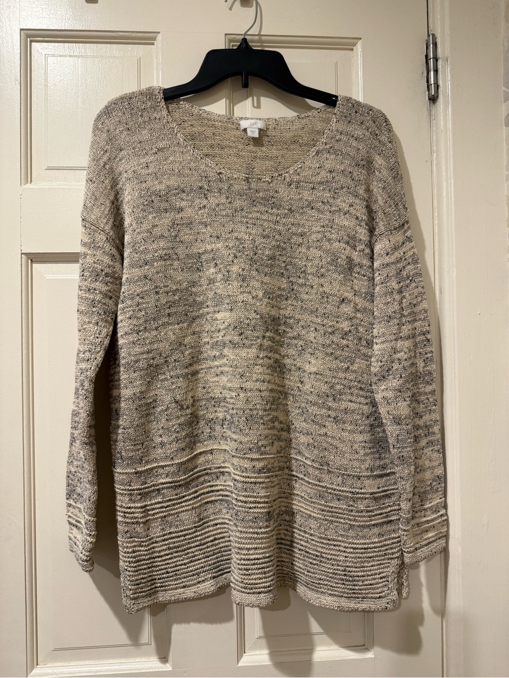 J. Jill Beige Marled Scoop-Neck Knit Sweater